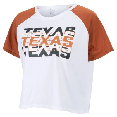 Zoozatz White Texas Longhorns Colorblock Repeat Raglan Cropped T-shirt