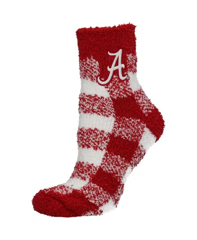 Zoozatz Women's Alabama Crimson Tide Fuzzy Buffalo Checkered Ankle Socks In Red