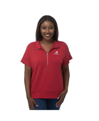 Zoozatz Women's Crimson Alabama Crimson Tide Tri-blend Quarter-zip Flowy Top In Red