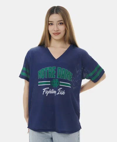 Zoozatz Women's Navy Notre Dame Fighting Irish Mesh Jersey Kickoff T-shirt