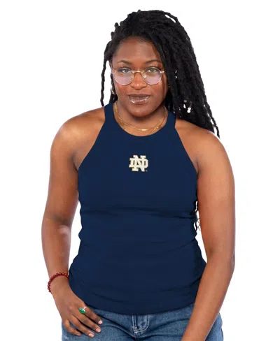Zoozatz Women's Notre Dame Fighting Irish Tri-blend Racerback Ribbed Tank Top In Blue