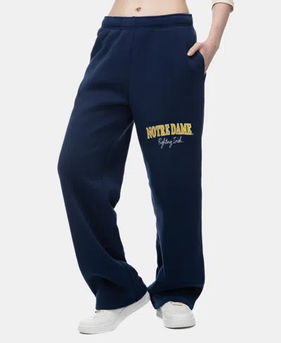 Zoozatz Women's Notre Dame Fighting Irish Wide-leg Fleece Sweatpants In Blue