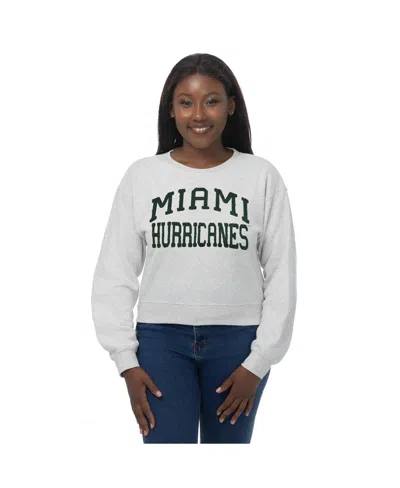 Zoozatz Women's Oatmeal Miami Hurricanes Chenille Cropped Sweatshirt In Brown