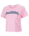 Zoozatz Women's Pink Florida Gators Gingham Logo Cropped T-shirt In Pink