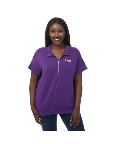 Zoozatz Women's Purple Lsu Tigers Tri-blend Quarter-zip Flowy Top