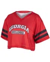 Zoozatz Red Georgia Bulldogs Mesh Cropped V-neck T-shirt In Red