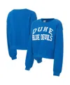 Zoozatz Women's Royal Duke Blue Devils Chenille Cropped Sweatshirt In Blue
