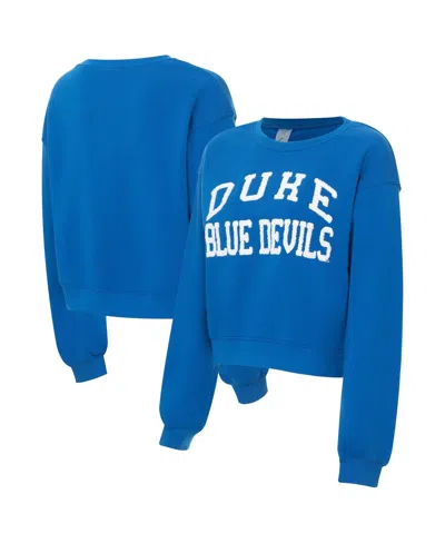 Zoozatz Women's Royal Duke Blue Devils Chenille Cropped Sweatshirt