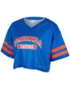 Zoozatz Royal Florida Gators Mesh Cropped V-neck T-shirt In Blue