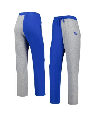Zoozatz Women's Royal/gray Kentucky Wildcats Color Block Cozy Tri-blend Lounge Pants In Multi