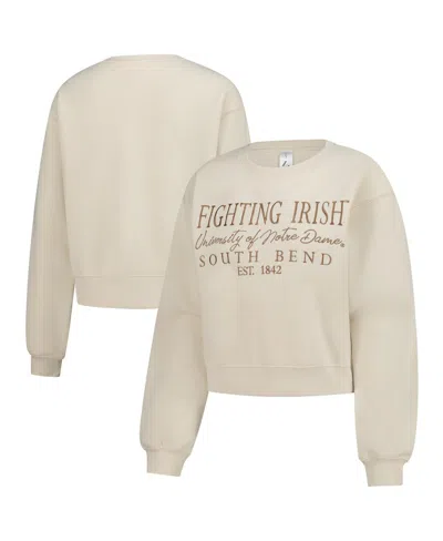 Zoozatz Women's Sand Notre Dame Fighting Irish Cropped Crewneck Sweatshirt