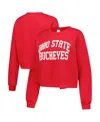 Zoozatz Women's Scarlet Ohio State Buckeyes Chenille Cropped Sweatshirt In Red