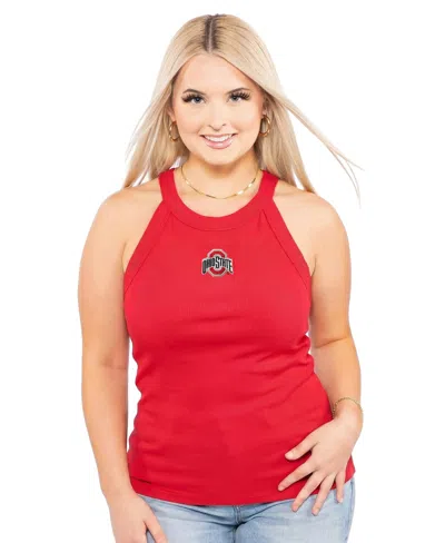 Zoozatz Women's Scarlet Ohio State Buckeyes Tri-blend Racerback Ribbed Tank Top