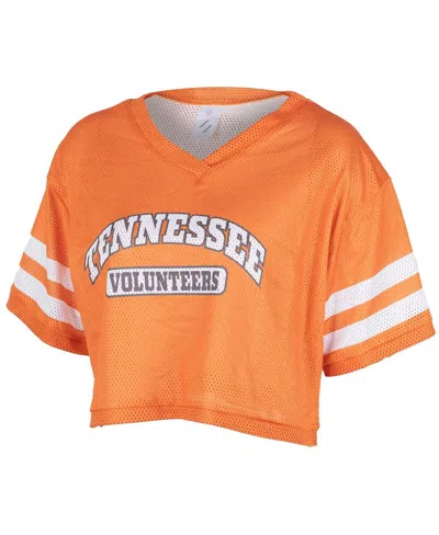 Zoozatz Women's Tennessee Orange Tennessee Volunteers Mesh Cropped V-neck T-shirt