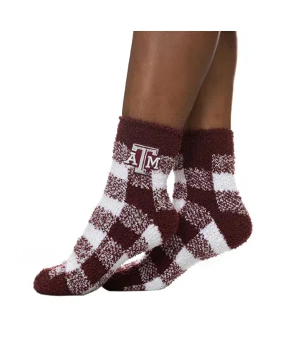 Zoozatz Women's Texas A M Aggies Fuzzy Buffalo Checkered Ankle Socks In Multi