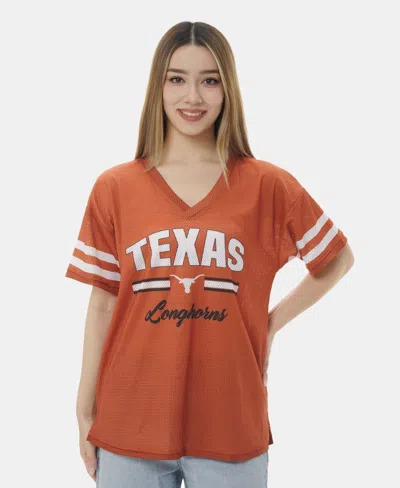 Zoozatz Women's Texas Orange Texas Longhorns Mesh Jersey Kickoff T-shirt In Brown