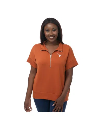 Zoozatz Women's Texas Orange Texas Longhorns Tri-blend Quarter-zip Flowy Top