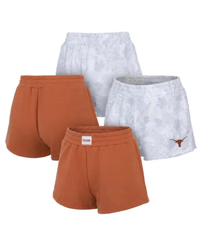 Zoozatz Women's Texas Orange/gray Texas Longhorns Knockout Shorts Set, 2-pack In Texas Orange,gray