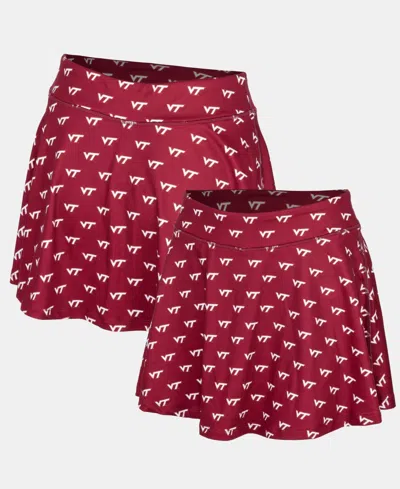 Zoozatz Women's Virginia Tech Hokies High-waisted Mini Allover Print Skort In Burgundy