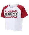 Zoozatz Women's White Alabama Crimson Tide Color Block Repeat Raglan Cropped T-shirt In White
