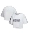 Zoozatz Women's White Notre Dame Fighting Irish Mesh Cropped V-neck T-shirt In White