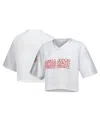 Zoozatz White Ohio State Buckeyes Mesh Cropped V-neck T-shirt In White