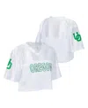 Zoozatz Women's White Oregon Ducks Mesh Cropped V-neck T-shirt In White
