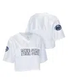 Zoozatz Women's White Penn State Nittany Lions Mesh Cropped V-neck T-shirt In White
