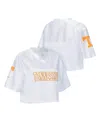 Zoozatz Women's White Tennessee Volunteers Mesh Cropped V-neck T-shirt In White