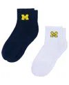 Zoozatz Women's White/navy Michigan Wolverines Two-pack Quarter-length Socks In Multi