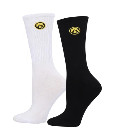 Zoozatz Women's  Black, White Iowa Hawkeyes 2-pack Quarter-length Socks In Black,white
