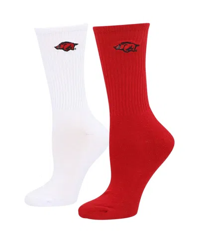 Zoozatz Women's  Cardinal, White Arkansas Razorbacks 2-pack Quarter-length Socks In Cardinal,white