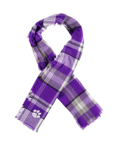 Zoozatz Women's  Clemson Tigers Tartan Blanket Scarf In Purple