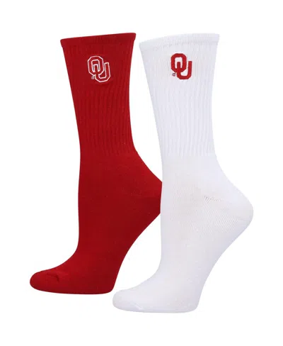 Zoozatz Women's  Crimson, White Oklahoma Sooners 2-pack Quarter-length Socks In Crimson,white