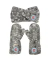 Zoozatz Women's  Gray Chicago Fire Marled Headband And Mittens Set In Gray