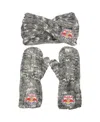 Zoozatz Women's  Gray New York Red Bulls Marled Headband And Mittens Set In Gray