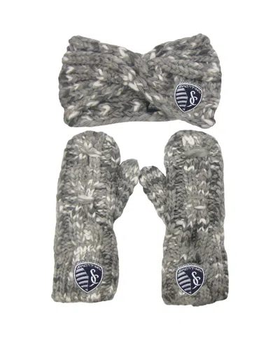 Zoozatz Women's  Gray Sporting Kansas City Marled Headband And Mittens Set