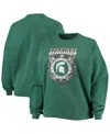 Zoozatz Women's  Green Michigan State Spartans Garment Wash Oversized Vintage-like Pullover Sweatshir In Green