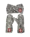 Zoozatz Women's  Indiana Hoosiers Logo Marled Headband And Mitten Set In Gray