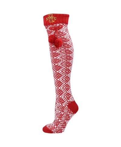 Zoozatz Women's  Iowa State Cyclones Geometric Thigh High Socks In Crimson