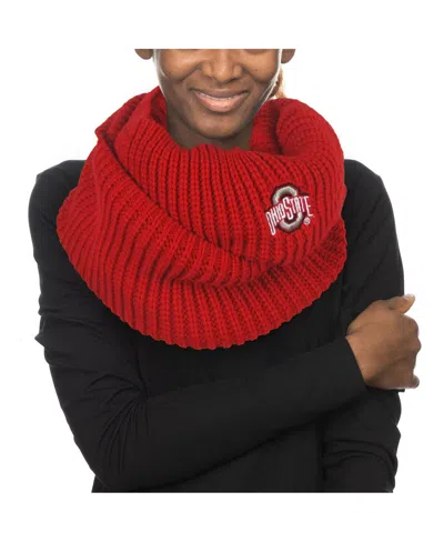 Zoozatz Women's  Ohio State Buckeyes Knit Cowl Infinity Scarf In Red