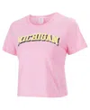 Zoozatz Women's Pink Notre Dame Fighting Irish Gingham Logo Cropped T-shirt In Pink