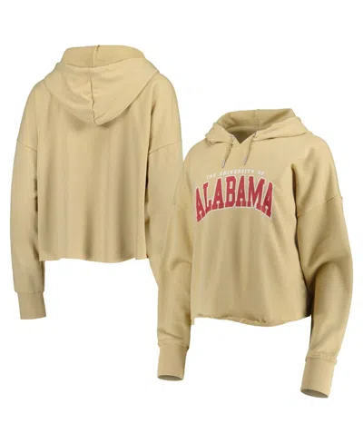 Zoozatz Women's  Tan Alabama Crimson Tide Core University Cropped French Terry Pullover Hoodie