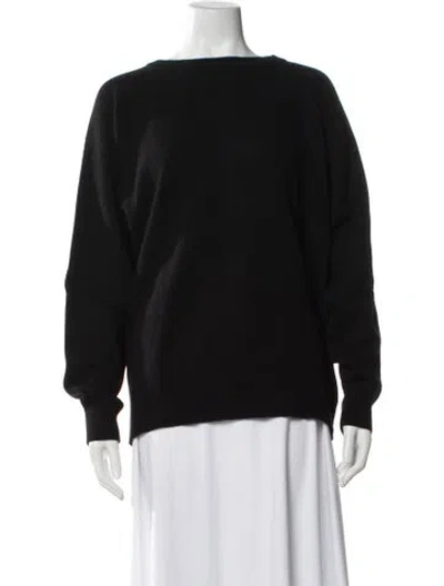 Pre-owned Zoran Cashmere Bateau Neckline Sweater In Black