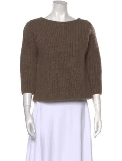 Pre-owned Zoran Cashmere Scoop Neck Sweater In Brown
