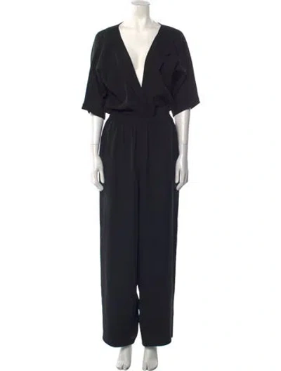 Pre-owned Zoran Cashmere V-neck Jumpsuit In Black