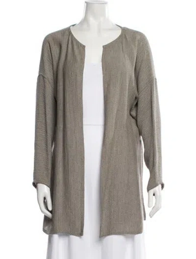 Pre-owned Zoran Linen Tweed Pattern Jacket In Neutral