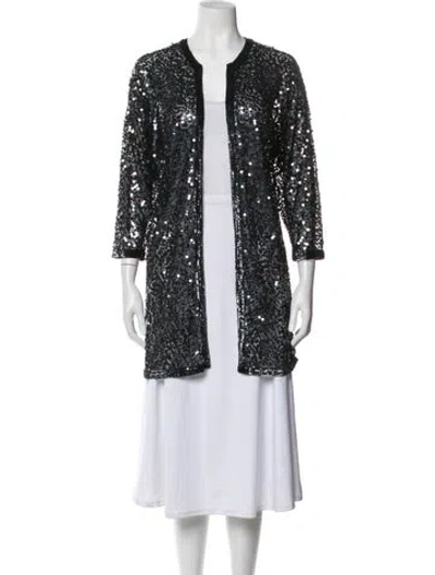 Pre-owned Zoran Nylon Patterned Blazer In Black/silver