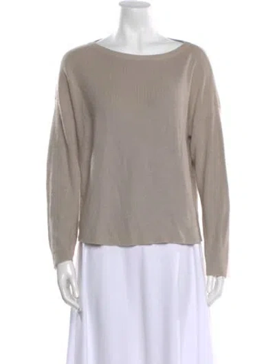 Pre-owned Zoran Silk Bateau Neckline Sweater In Neutral