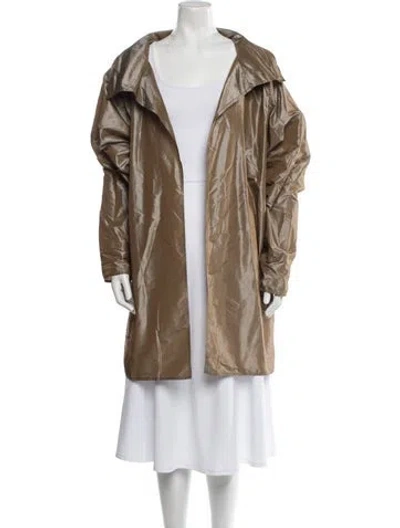 Pre-owned Zoran Silk Faux Fur Coat In Brown